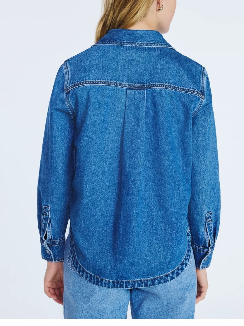 Women's Button Up Denim Shirt with Long Sleeves XS - Picture 3 of 12